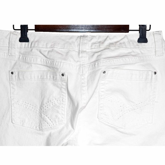 Amazing WHBM Blanc White Denim Raw Hem Cuffs Capri Jeans Size 10 GUC - Picture 9 of 14